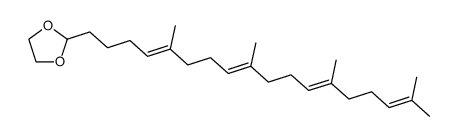 2-((4E,8E,12E)-5,9,13,17-tetramethyloctadeca-4,8,12,16-tetraen-1-yl)-1,3-dioxolane结构式