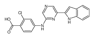 2-chloro-4-{[6-(1H-indol-2-yl)pyrazin-2-yl]amino}benzoic acid Structure