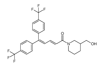 (E)-1-[3-(hydroxymethyl)piperidin-1-yl]-5,5-bis[(4-trifluoromethyl)phenyl]penta-2,4-dien-1-one结构式