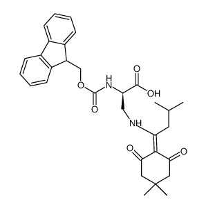 (R)-2-((((9H-芴-9-基)甲氧基)羰基)氨基)-3-((1-(4,4-二甲基-2,6-二氧代环己基亚基)-3-甲基丁基)氨基)丙酸结构式