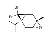 (1S,3R,5S,7S)-8,8-dibromo-1-isopropyl-5-methyl-4-oxatricyclo[5.1.0.03,5]octane结构式