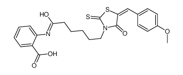 2-[6-[(5Z)-5-[(4-methoxyphenyl)methylidene]-4-oxo-2-sulfanylidene-1,3-thiazolidin-3-yl]hexanoylamino]benzoic acid结构式