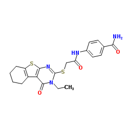 4-({[(3-Ethyl-4-oxo-3,4,5,6,7,8-hexahydro[1]benzothieno[2,3-d]pyrimidin-2-yl)sulfanyl]acetyl}amino)benzamide Structure