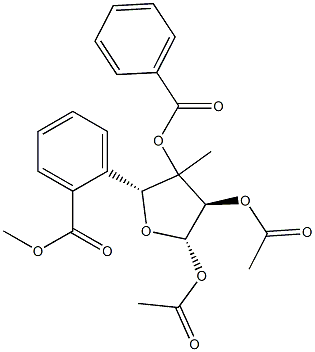 3-C-Methyl-β-D-xylofuranose 1,2-diacetate 3,5-dibenzoate structure