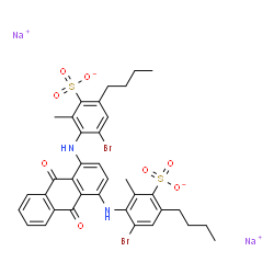 disodium 2,2'(or 6,6')-[(9,10-dihydro-9,10-dioxo-1,4-anthrylene)diimino]bis[3(or 5)-bromo-5(or 2)-butyltoluene-4(or 2)-sulphonate] structure