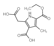 1H-Pyrrole-2,4-dicarboxylicacid, 5-(carboxymethyl)-3-methyl-, 2-ethyl ester Structure