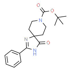 tert-Butyl 4-oxo-2-phenyl-1,3,8-triazaspiro[4.5]dec-1-ene-8-carboxylate结构式