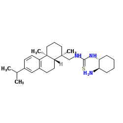 1-((1R,2R)-2-Aminocyclohexyl)-3-(((1R,4aS,10aR)-7-isopropyl-1,4a-dimethyl-1,2,3,4,4a,9,10,10a-octahydrophenanthren-1-yl)methyl)thiourea structure