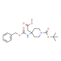 tert-Butyl 4-(((benzyloxy)carbonyl)amino)-4-(2-methoxy-2-oxoethyl)piperidine-1-carboxylate Structure