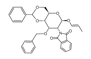 .beta.-D-Allopyranoside, 1-propenyl 2-deoxy-2-(1,3-dihydro-1,3-dioxo-2H-isoindol-2-yl)-3-O-(phenylmethyl)-4,6-O-(phenylmethylene) Structure