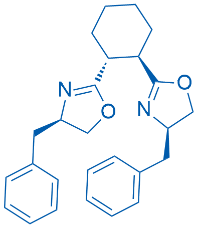 (1R,2R)-1,2-双((R)-4-苄基-4,5-二氢恶唑-2-基)环己烷结构式