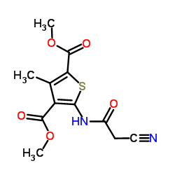 Dimethyl 5-[(cyanoacetyl)amino]-3-methyl-2,4-thiophenedicarboxylate结构式