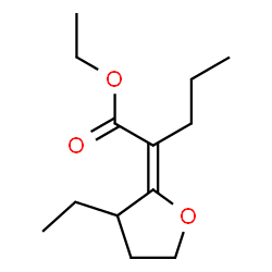 Pentanoic acid, 2-(3-ethyldihydro-2(3H)-furanylidene)-, ethyl ester, (2E)- (9CI) Structure