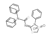 Thiourea,N'-(1,1-dioxido-2-phenyl-1,4,2-dithiazolidin-3-ylidene)-N,N-bis(phenylmethyl)-结构式