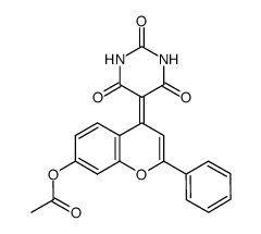 5-(7-acetoxy-2-phenyl-chromen-4-ylidene)-pyrimidine-2,4,6-trione Structure