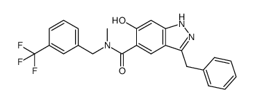 5-[N-(3-trifluoromethylbenzyl)-N-methylaminocarbonyl]-3-benzyl-6-hydroxy-1H-indazole结构式