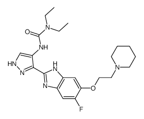 1,1-Diethyl-3-{3-[5-fluoro-6-(2-piperidin-1-ylethoxy)-1H-benzimidazol-2-yl]-1H-pyrazol-4-yl}urea Structure