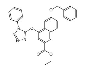 Ethyl 6-(benzyloxy)-4-[(1-phenyl-1H-tetrazol-5-yl)oxy]-2-naphthoa te结构式