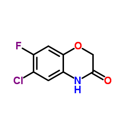 6-Chloro-7-fluoro-2H-1,4-benzoxazin-3(4H)-one结构式