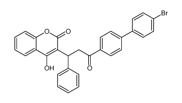 3-[3-(4'-bromo[1,1'-biphenyl]-4-yl)-3-oxo-1-phenylpropyl]-4-hydroxy-2-benzopyrone structure