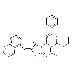 ethyl (2E)-7-methyl-2-(naphthalen-1-ylmethylidene)-3-oxo-5-[(E)-2-phenylethenyl]-2,3-dihydro-5H-[1,3]thiazolo[3,2-a]pyrimidine-6-carboxylate picture