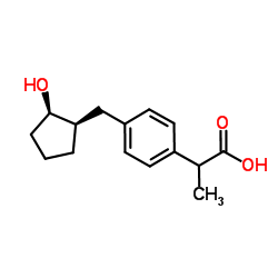 2-(4-{[(1R,2R)-2-Hydroxycyclopentyl]methyl}phenyl)propanoic acid Structure