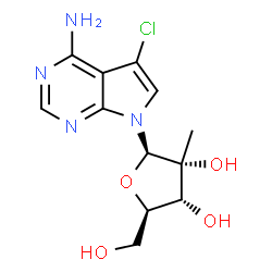 5-Chloro-7-(2-C-methyl-beta-D-ribofuranosyl)-7H-pyrrolo[2,3-d]pyrimidin-4-amine结构式