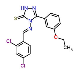 4-{[(E)-(2,4-Dichlorophenyl)methylene]amino}-5-(3-ethoxyphenyl)-4H-1,2,4-triazole-3-thiol结构式