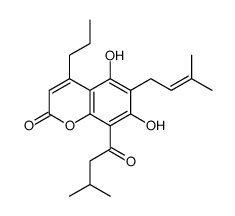 4-Propyl-5,7-dihydroxy-6-(3-methyl-2-butenyl)-8-(3-methylbutyryl)-2H-1-benzopyran-2-one Structure