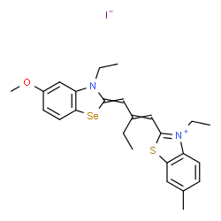 3-ethyl-2-[2-[(3-ethyl-5-methoxy-3H-benzoselenazol-2-ylidene)methyl]but-1-enyl]-6-methylbenzothiazolium iodide Structure