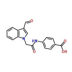 4-[2-(3-FORMYL-INDOL-1-YL)-ACETYLAMINO]-BENZOIC ACID结构式