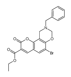 9-benzyl-6-bromo-2-oxo-9,10-dihydro-2H,8H-chromeno[8,7-e][1,3]oxazine-3-carboxylic acid ethyl ester Structure