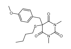 5-(n-butylthio)-1,3-dimethyl-5-(4'-methoxybenzyl)barbituric acid Structure