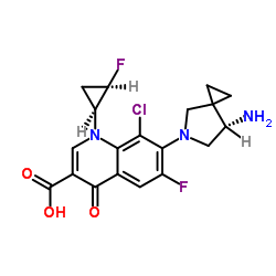 7-[(7S)-7-氨基-5-氮杂螺[2.4]庚烷-5-基]-8-氯-6-氟-1-[(1S,2R)-2-氟环丙基]-1,4-二氢-4-氧代-3-喹啉甲酸结构式