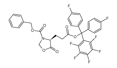 (S)-benzyl 4-(3-(bis(4-fluorophenyl)(perfluorophenyl)methoxy)-3-oxopropyl)-5-oxooxazolidine-3-carboxylate Structure