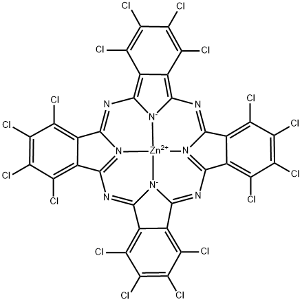 Zinc(II) 1,2,3,4,8,9,10,11,15,16,17,18,22,23,24,25-hexadecachlorophthalocyanine structure