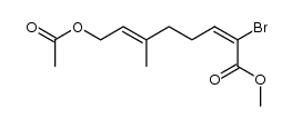 (E,E)-8-acetoxy-2-bromo-6-methylocta-2,6-dienoic acid methyl ester Structure