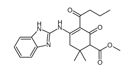 methyl 4-(1H-benzimidazol-2-ylamino)-3-butanoyl-6,6-dimethyl-2-oxocyclohex-3-ene-1-carboxylate结构式