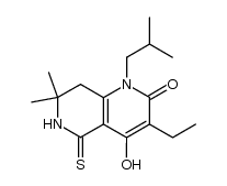 3-Ethyl-4-hydroxy-1-isobutyl-7,7-dimethyl-5-thioxo-5,6,7,8-tetrahydro-1,6-naphthyridin-2(1H)-on Structure