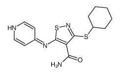 3-cyclohexylsulfanyl-5-(pyridin-4-ylamino)-1,2-thiazole-4-carboxamide Structure