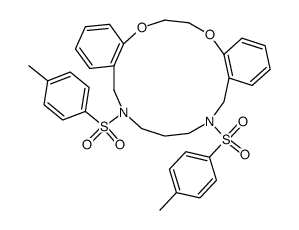 6,10-bis-(toluene-4-sulfonyl)-6,7,8,9,10,11,17,18-octahydro-5H-16,19-dioxa-6,10-diaza-dibenzo[a,g]cyclopentadecene结构式