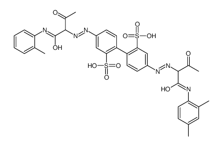 5-[[1-(2,4-dimethylanilino)-1,3-dioxobutan-2-yl]diazenyl]-2-[4-[[1-(2-methylanilino)-1,3-dioxobutan-2-yl]diazenyl]-2-sulfophenyl]benzenesulfonic acid Structure
