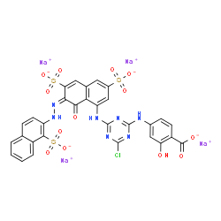 tetrasodium 4-[[4-chloro-6-[[8-hydroxy-3,6-disulphonato-7-[(1-sulphonato-2-naphthyl)azo]-1-naphthyl]amino]-1,3,5-triazin-2-yl]amino]salicylate Structure