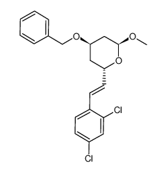 (E)-4β-(benzyloxy)-6α-<2-(2,4-dichlorophenyl)ethenyl>-2β-methoxy-3,4,5,6-tetrahydro-2H-pyran结构式