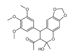 Ethanone, 1-(7,8-dihydro-6-hydroxy-6-methyl-8-(3,4,5-trimethoxyphenyl)-6H-1,3-dioxolo(4,5-g)(1)benzopyran-7-yl)-结构式