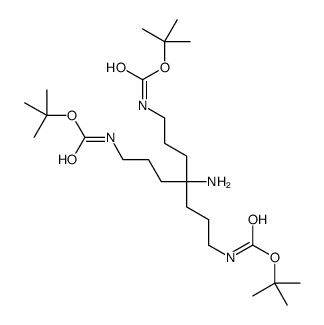 tert-butyl N-[4-amino-7-[(2-methylpropan-2-yl)oxycarbonylamino]-4-[3-[(2-methylpropan-2-yl)oxycarbonylamino]propyl]heptyl]carbamate结构式