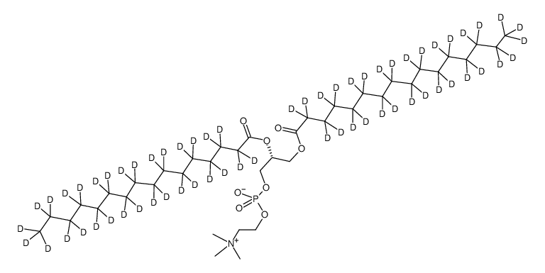 氘代1,2-双棕榈酰基-3-磷脂酰胆碱甘油酯结构式