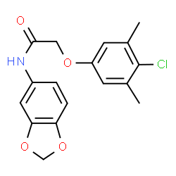 N-(1,3-Benzodioxol-5-yl)-2-(4-chloro-3,5-dimethylphenoxy)acetamide structure