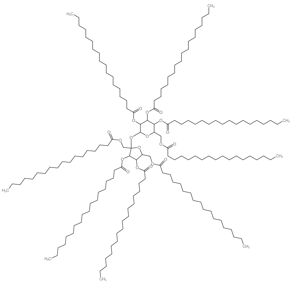 [2-[3,4-dioctadecanoyloxy-2,5-bis(octadecanoyloxymethyl)oxolan-2-yl]oxy-3,5-dioctadecanoyloxy-6-(octadecanoyloxymethyl)oxan-4-yl] octadecanoate structure