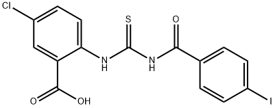 5-chloro-2-[[[(4-iodobenzoyl)amino]thioxomethyl]amino]-benzoic acid结构式